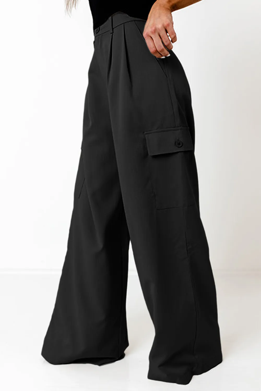Ruched Wide Leg Pants with Pockets, image 5