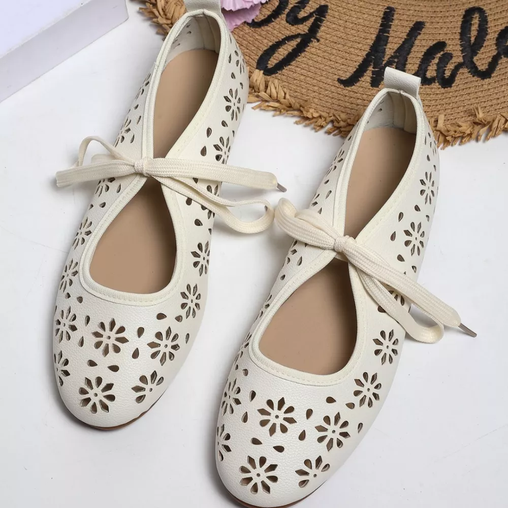 Floral Cutout Tied Slip-Ons, image 15