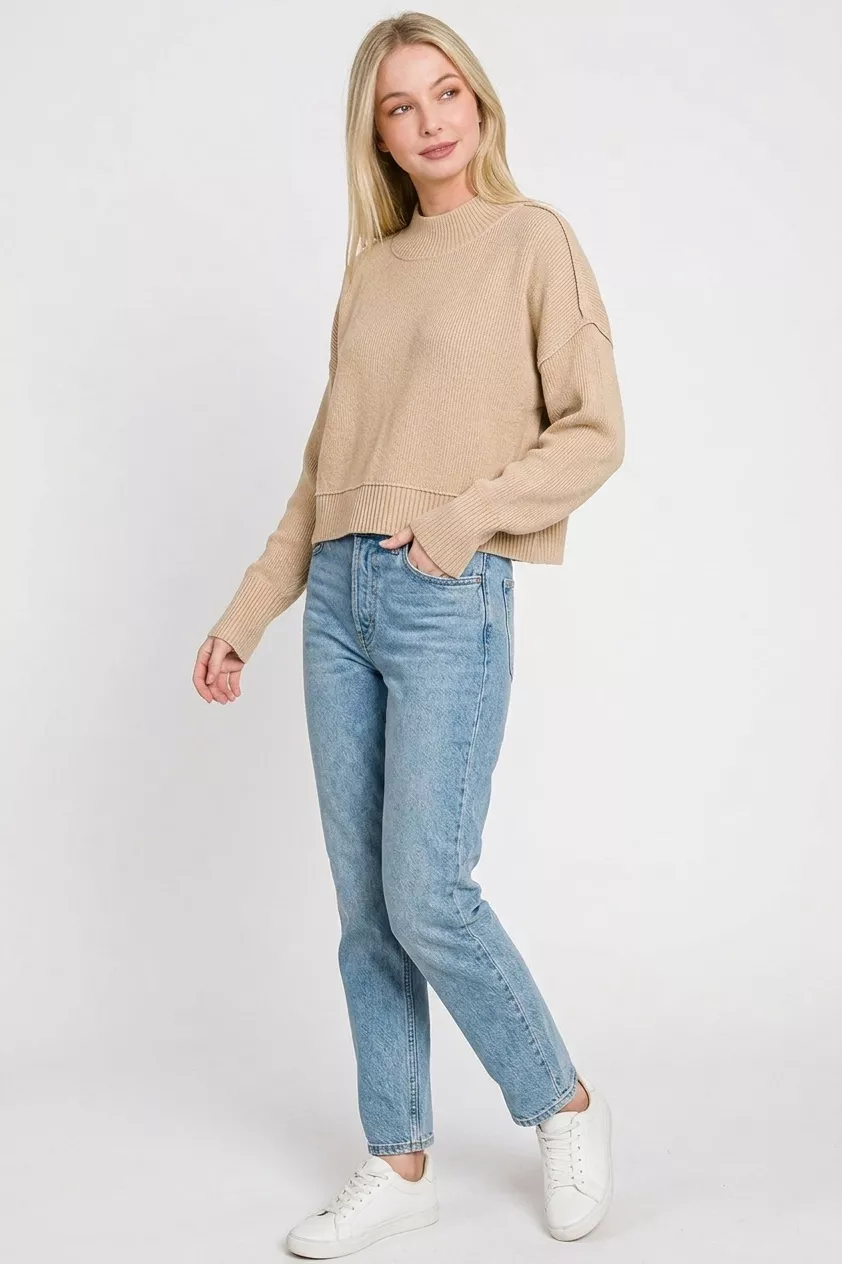 Side Slit Oversized Cropped Sweater, image 3