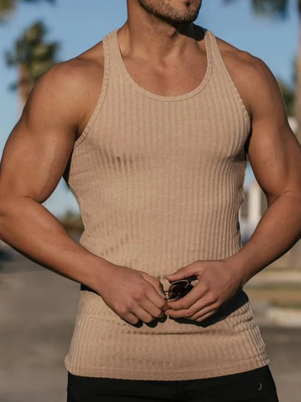 Men's Plus Size Round Neck Wide Strap Tank, image 6