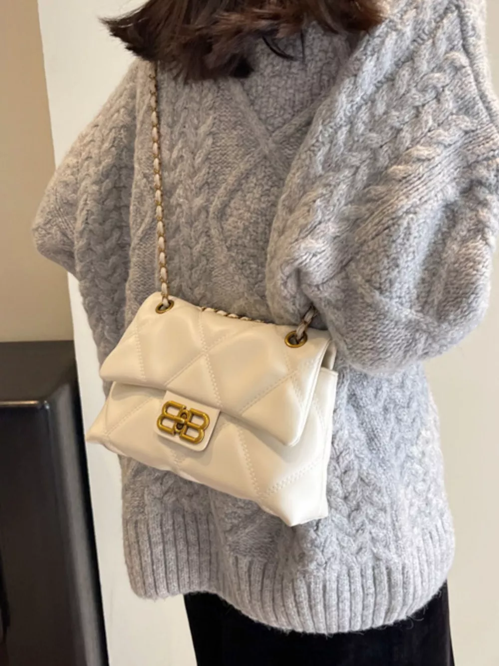 Quilted Flap Chain Crossbody Bag, image 10