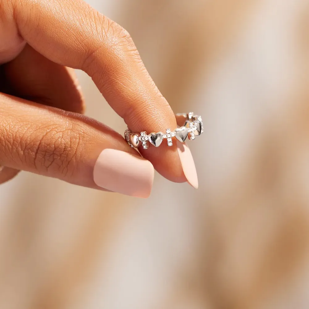 Heart Cross 925 Sterling Silver Ring, image 4