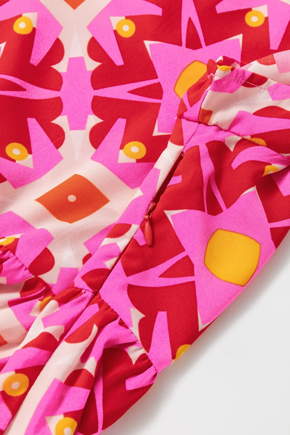 Printed Notched Cap Sleeve Dress, image 5