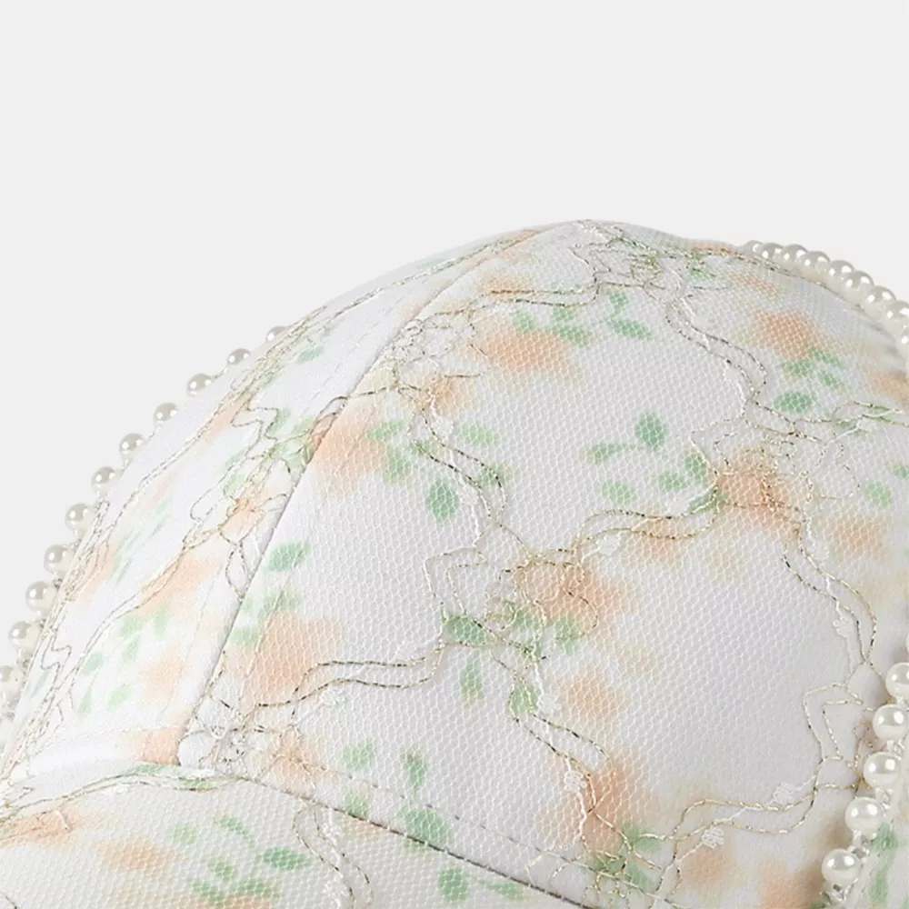 Floral Pearl Detail Baseball Cap, image 4