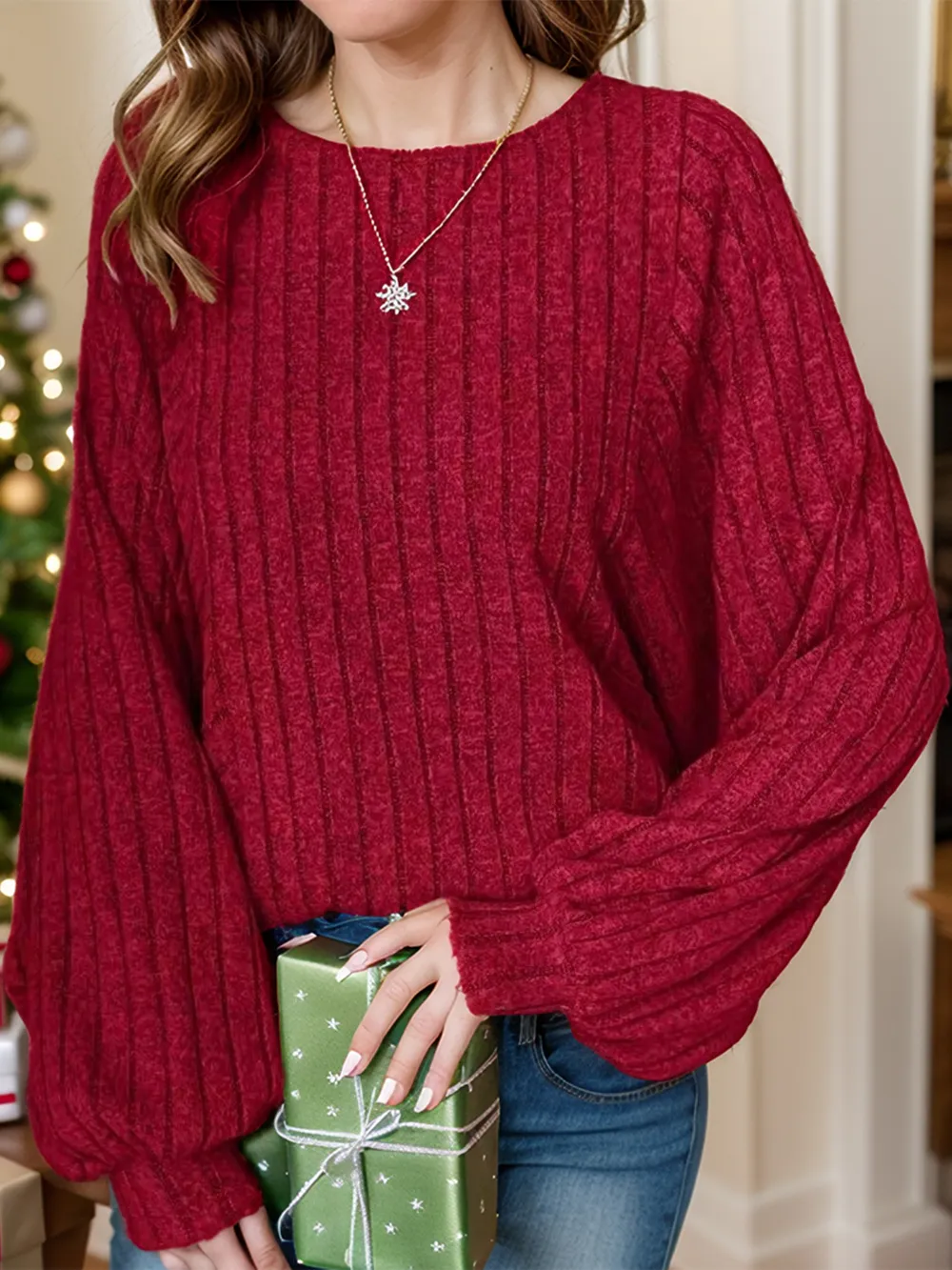 Plus Size Round Neck Batwing Sleeve T-Shirt, image 2