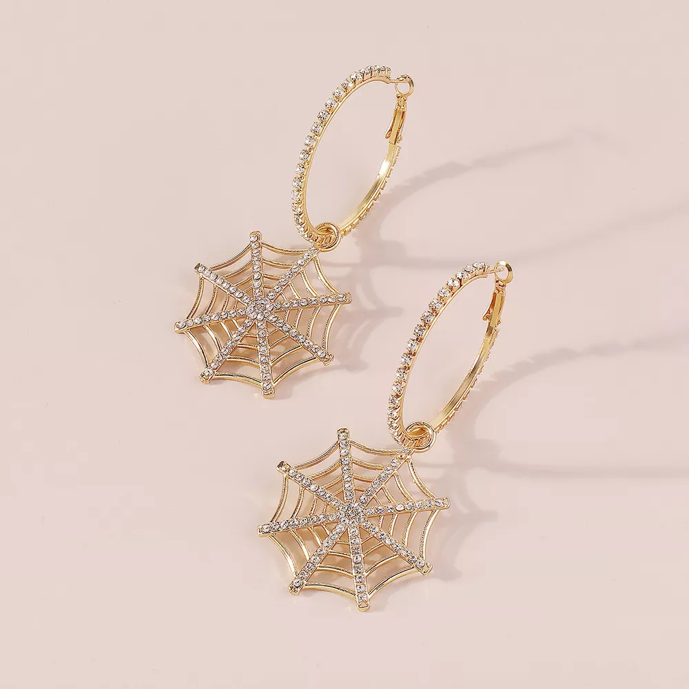 Halloween Spider Web Dangle Hoop Earrings, image 3