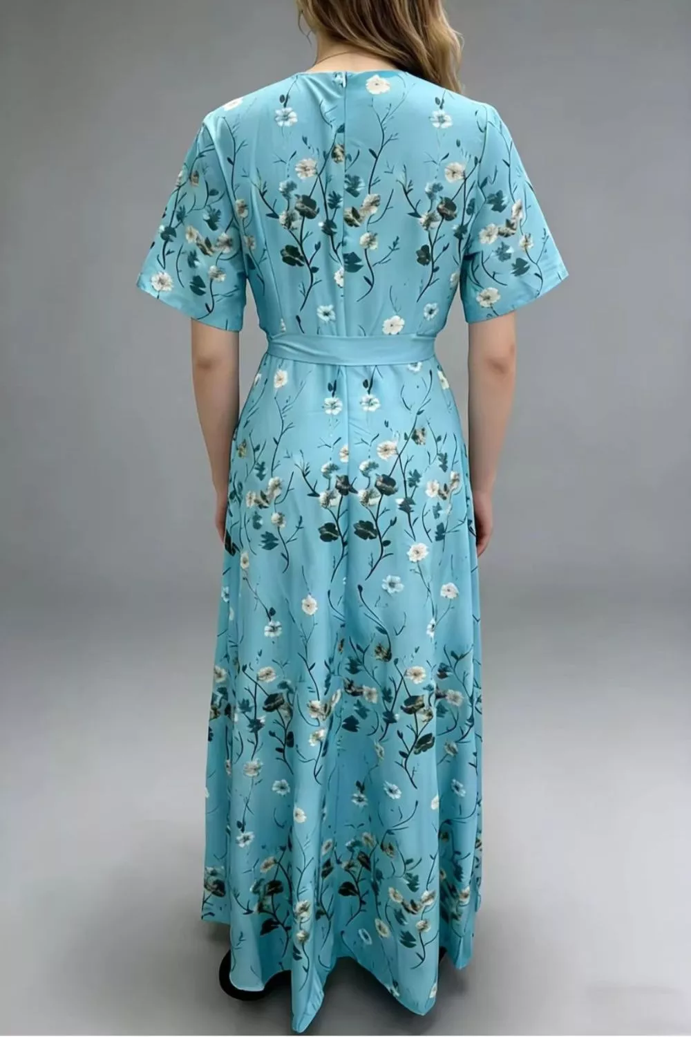 Floral Surplice Short Sleeve Dress, image 7