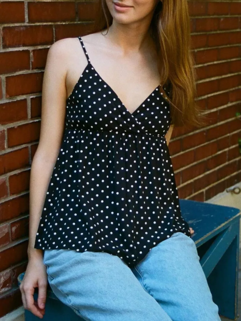 Polka Dot V-Neck Flowy Cami, image 13
