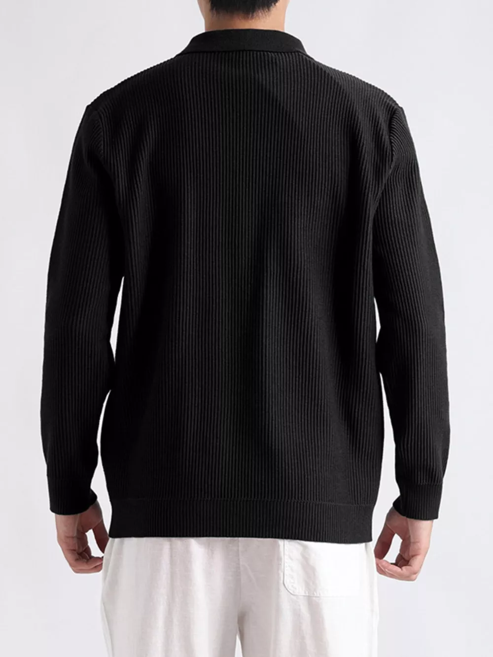 Men's Plus Size Quarter-Zip Ribbed Knit Top, image 4