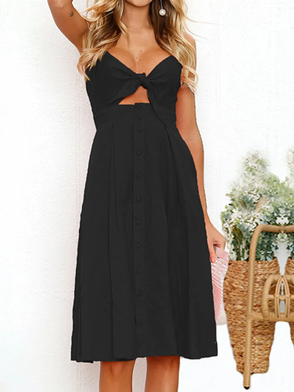 Cutout Smocked Sweetheart Neck Cami Dress, image 16