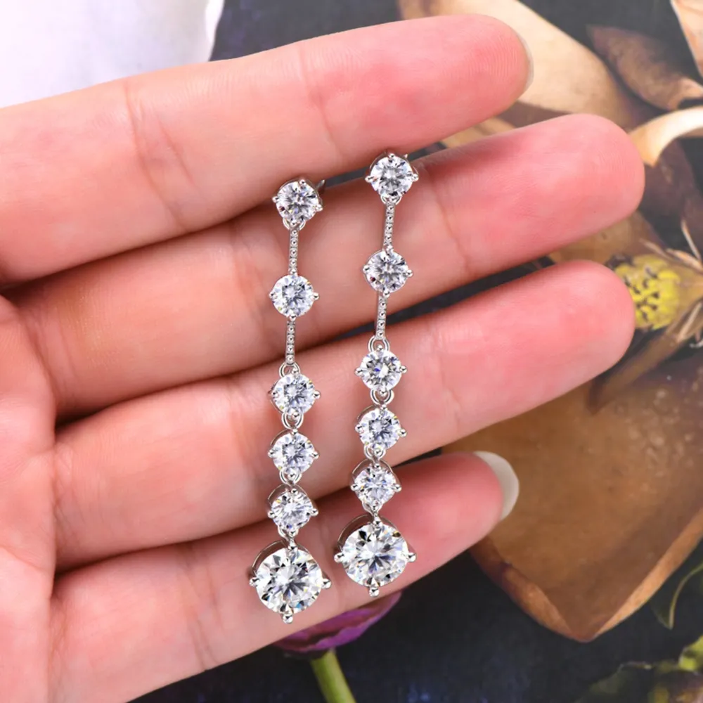 4 Carat Moissanite 925 Sterling Silver Earrings, image 5