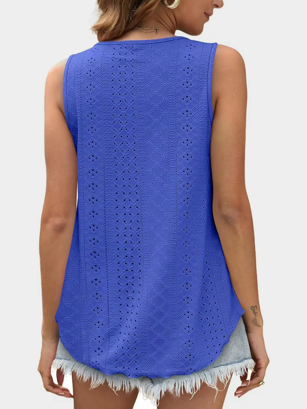 Eyelet Round Neck Tank, image 9