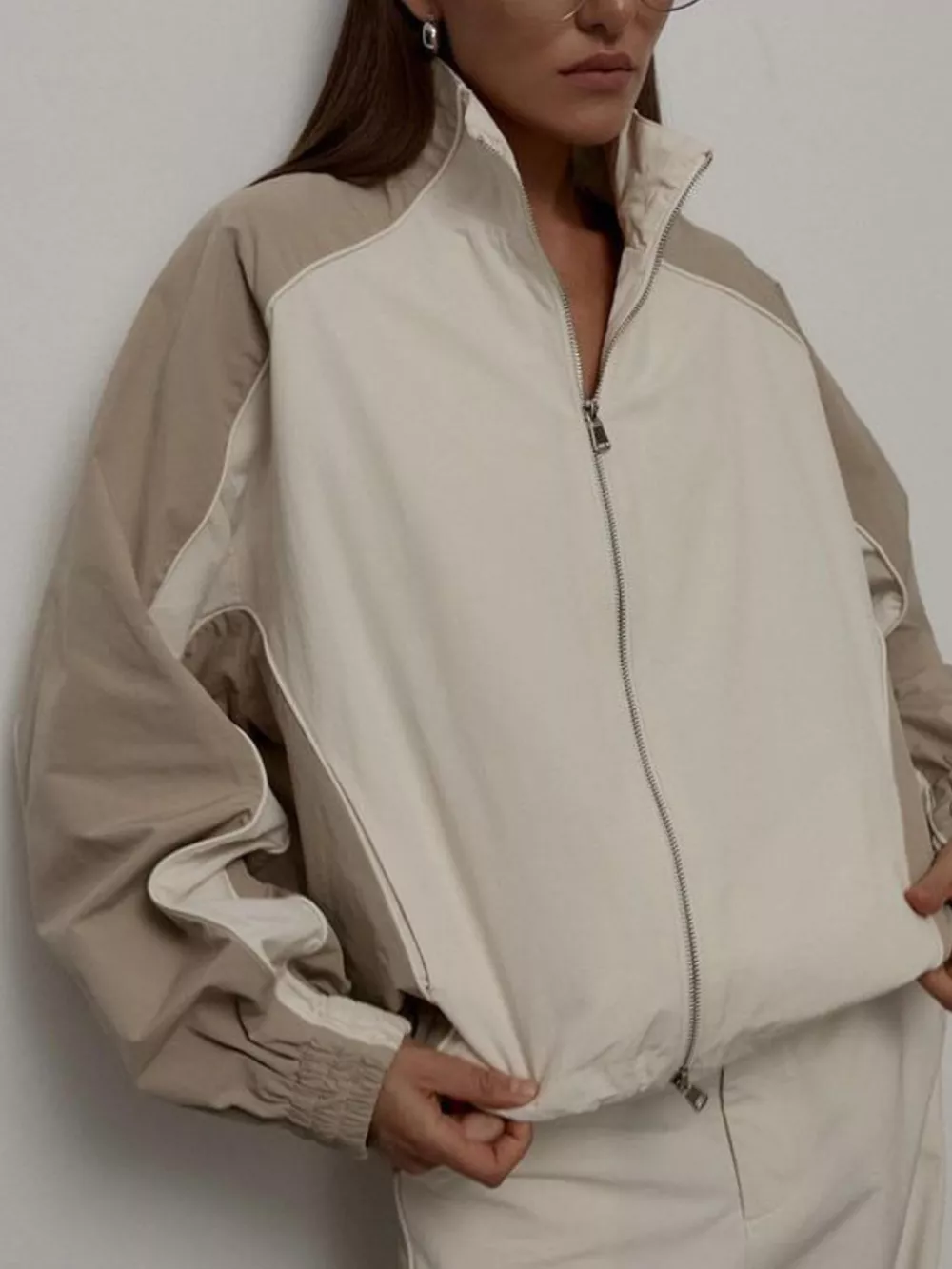Color Block Zip Up Outerwear and Pants Set, image 2