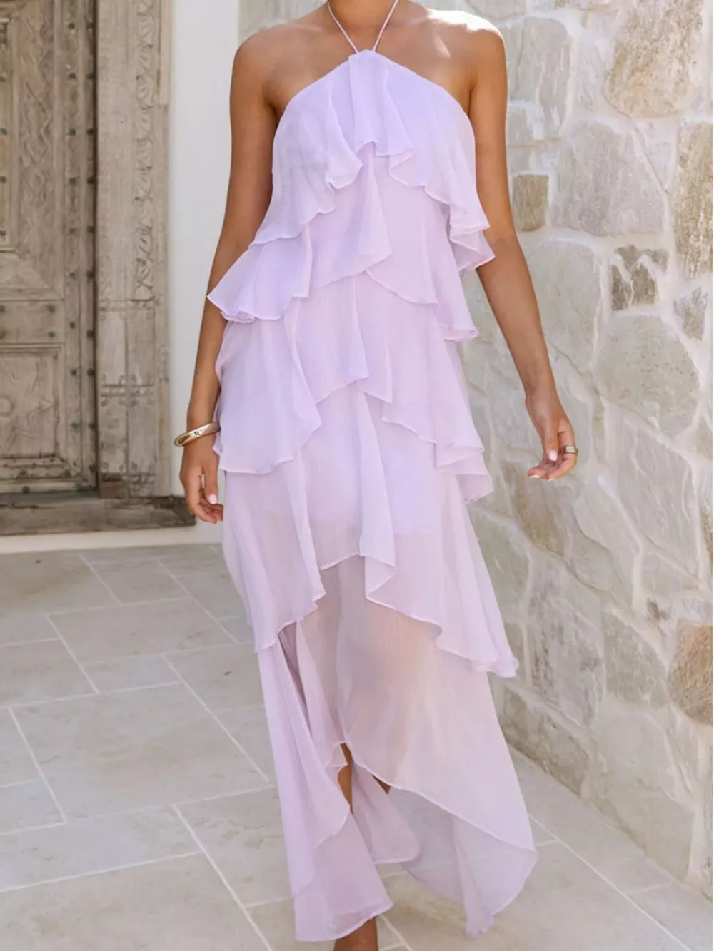 Layered Ruffled Halter Neck Dress, image 11