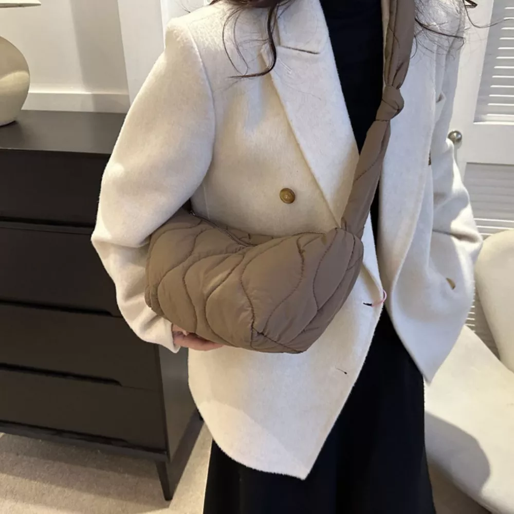 Solid Color Quilted Crossbody Bag, image 9