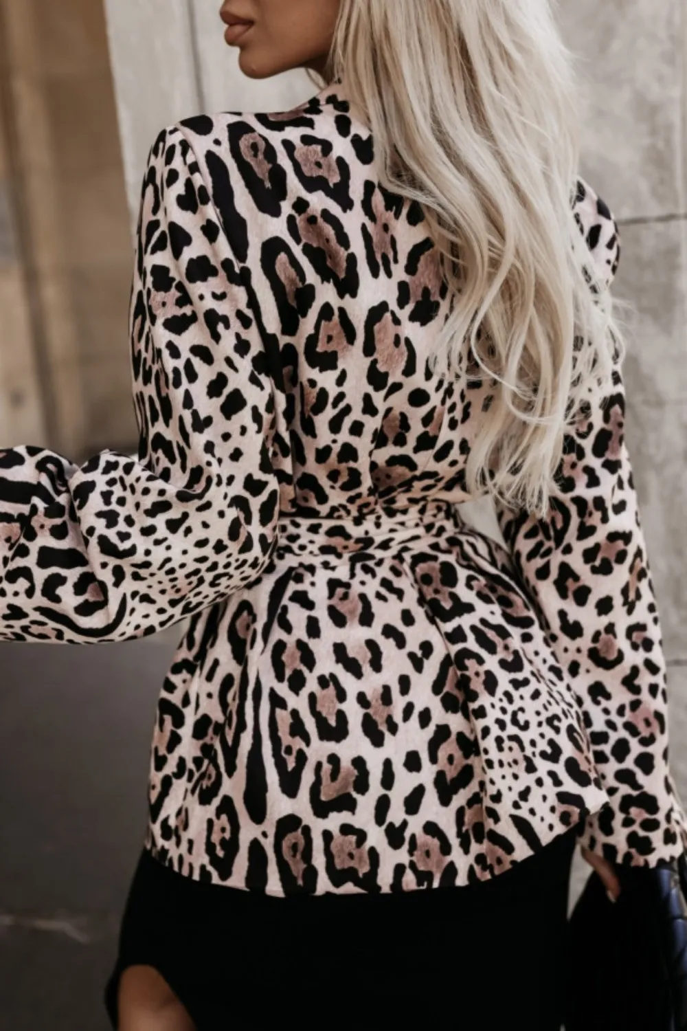 Tied Printed Collared Neck Long Sleeve Jacket, image 9
