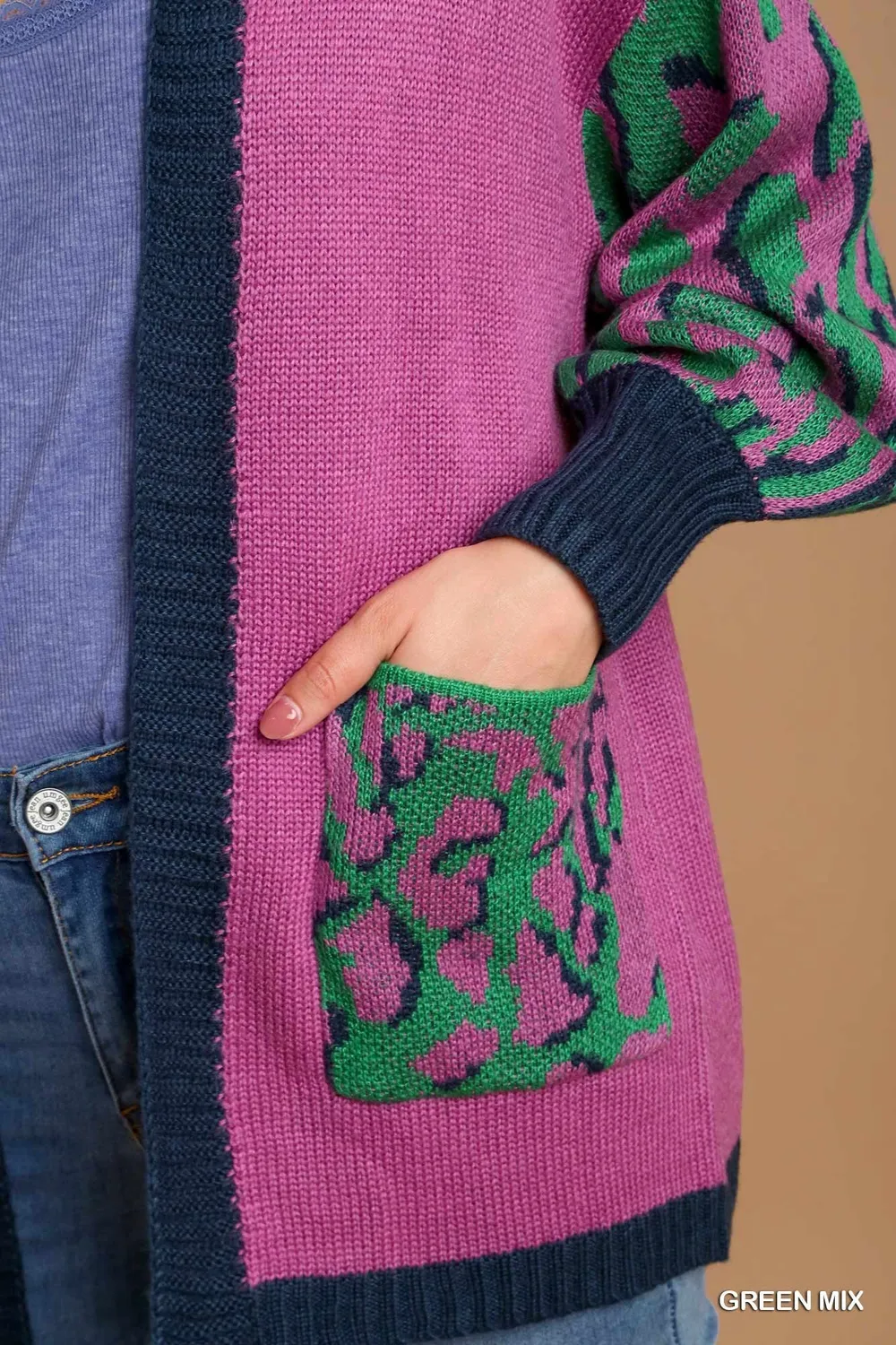 Animal Print Open Front Sweater Cardigan, image 4