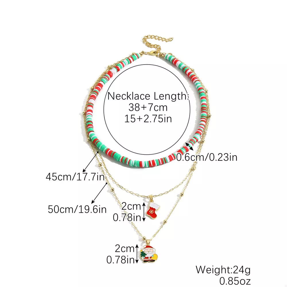 Colorful Christmas Charm Layered Necklace, image 5