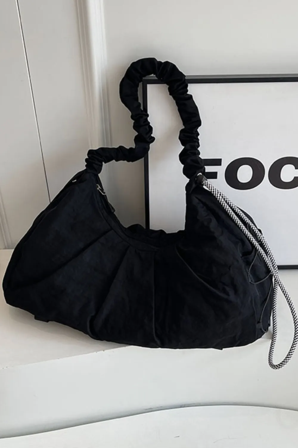 Drawstring Strap Ruched Crossbody Bag, image 4