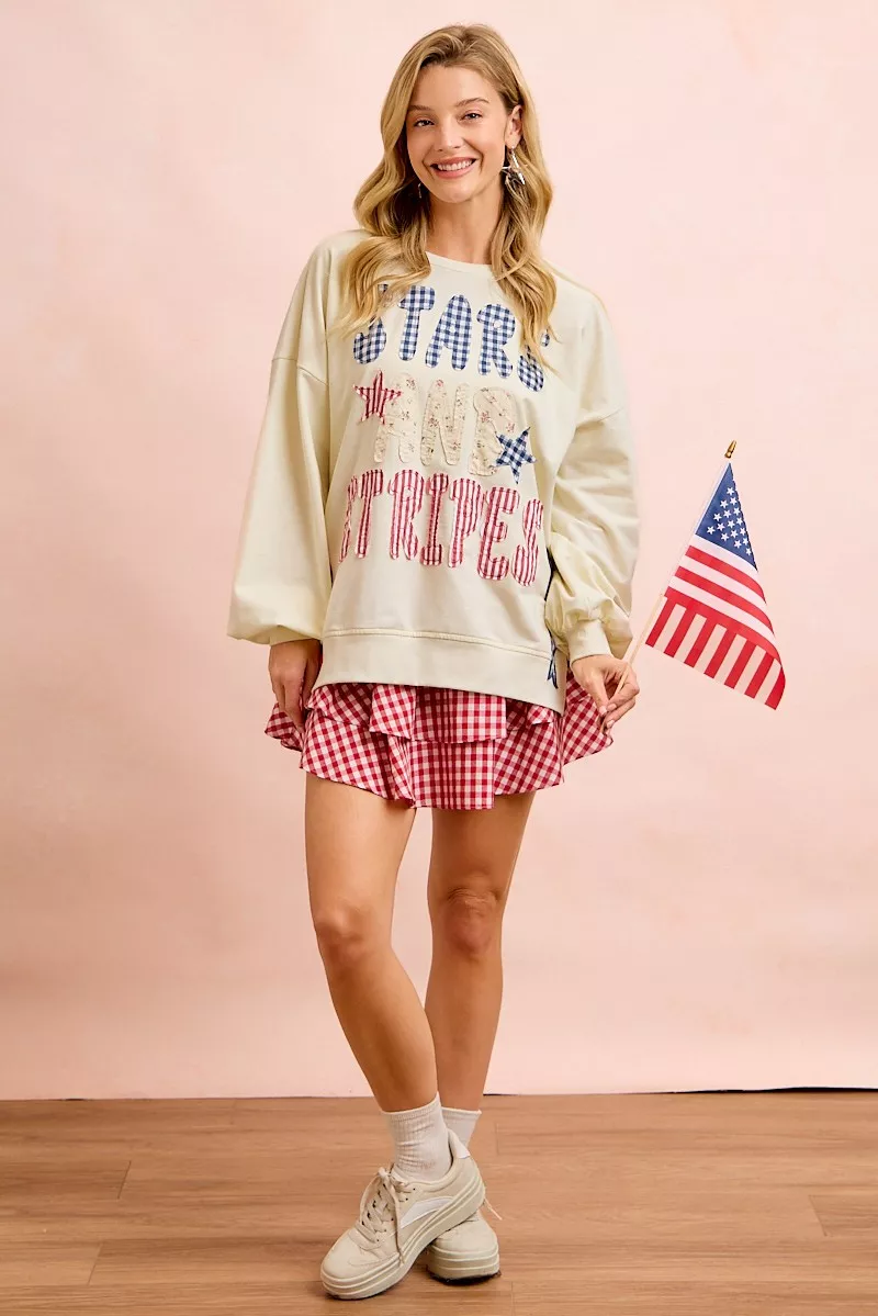 BiBi 4th Of July Stars And Stripes Patches Sweatshirt, image 10