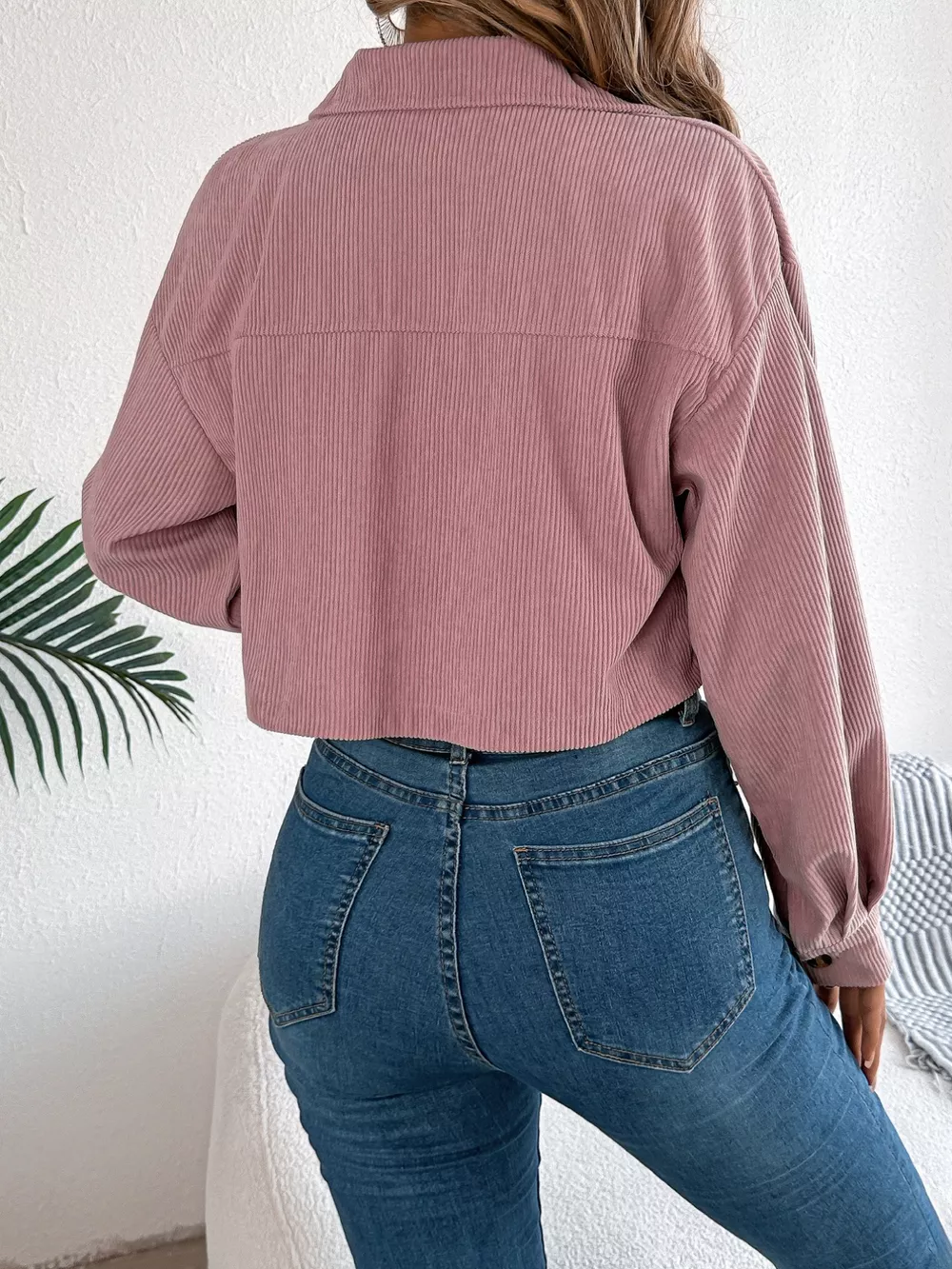 Corduroy Button-Up Dropped Shoulder Jacket, image 8