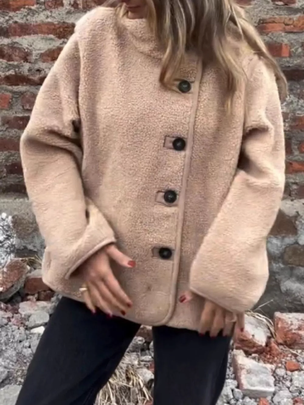 Full Size Button Up Long Sleeve Fleece Jacket Plus Size, image 8