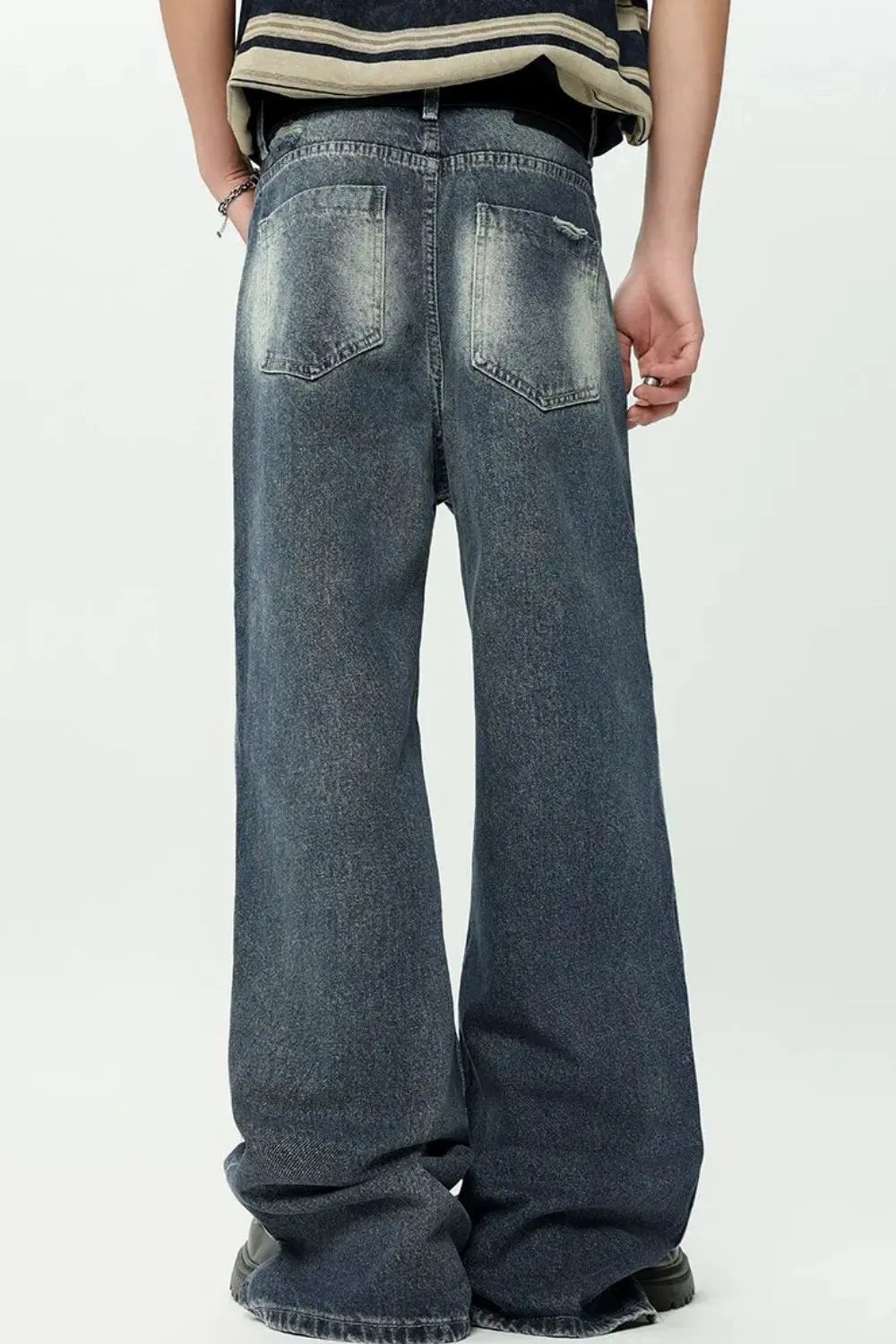 Men's Distressed Wide Leg Jeans, image 2