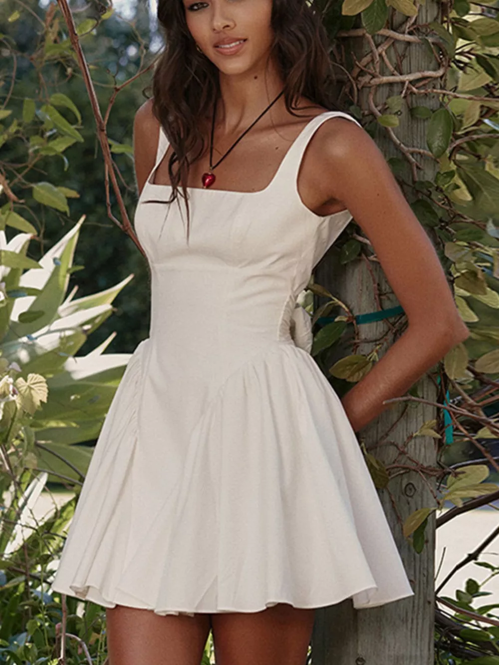 Backless Square Neck Mini Dress, image 2