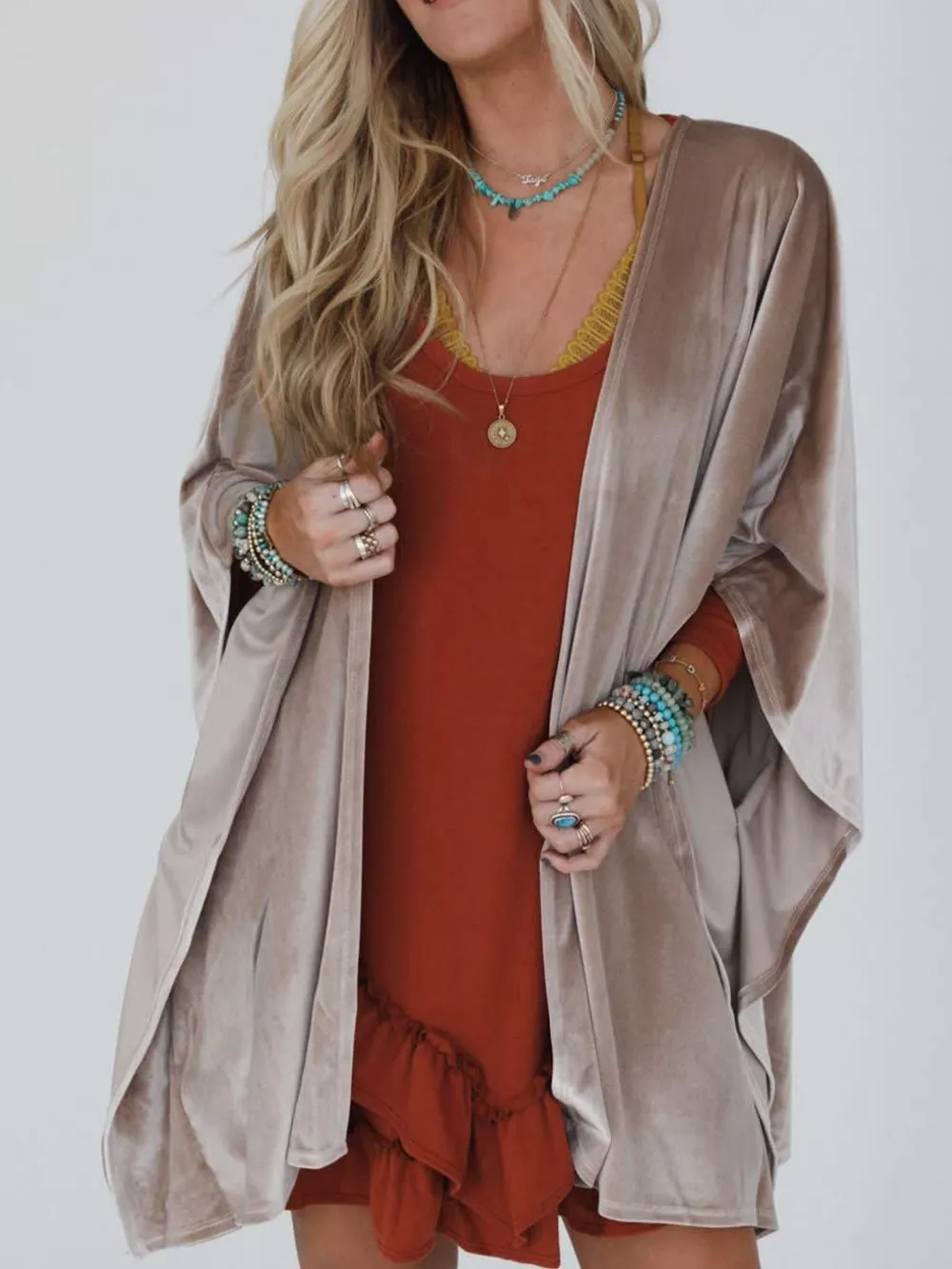 Open Front Draped Sleeve Cardigan, image 4