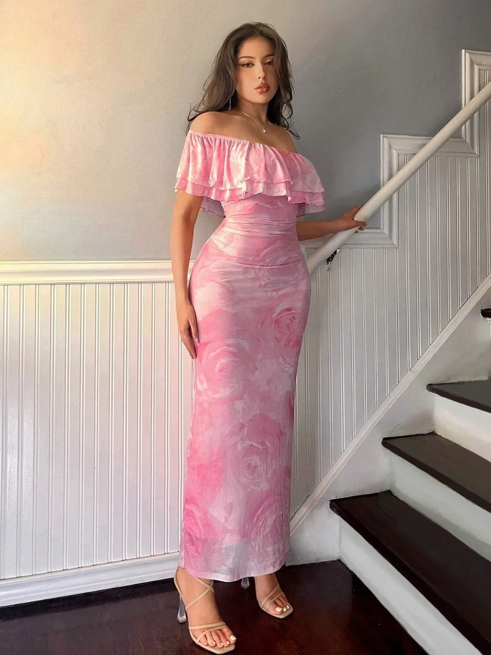 Layered Ruffled Off-Shoulder Dress, image 4