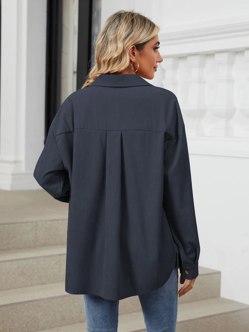 Button Up Long Sleeve Shirt with Breast Pockets, image 16