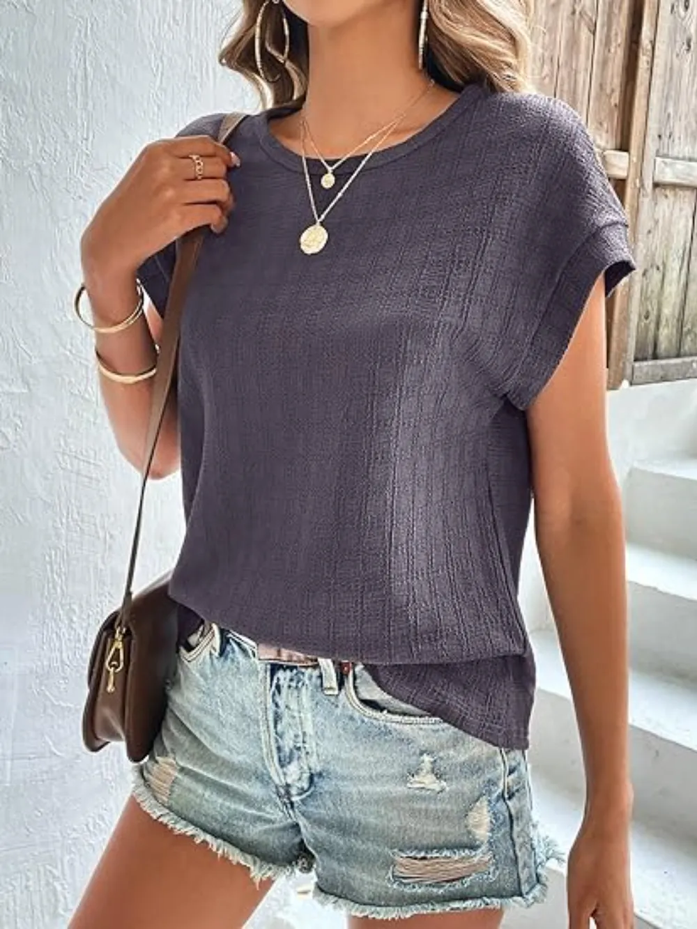 Round Neck Cap Sleeve T-Shirt, image 4