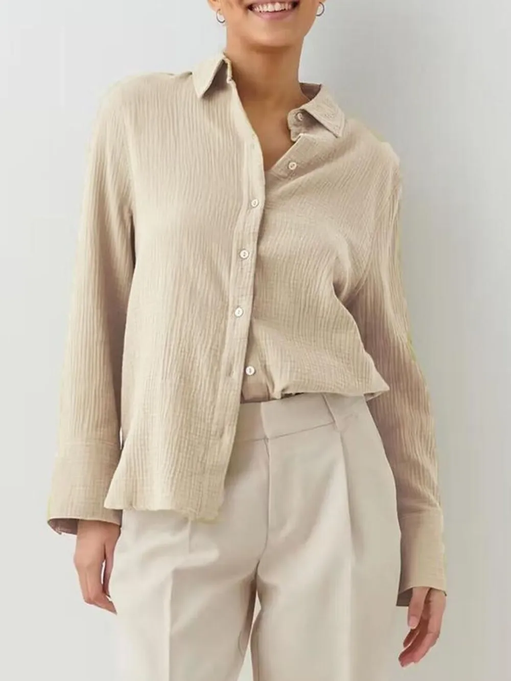 Button Up Long Sleeve Texture Shirt, image 7