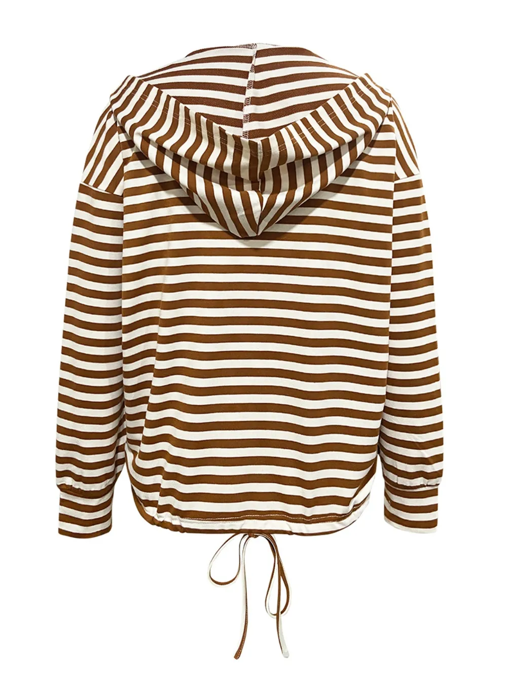 Drawstring Striped Long Sleeve Hoodie, image 6