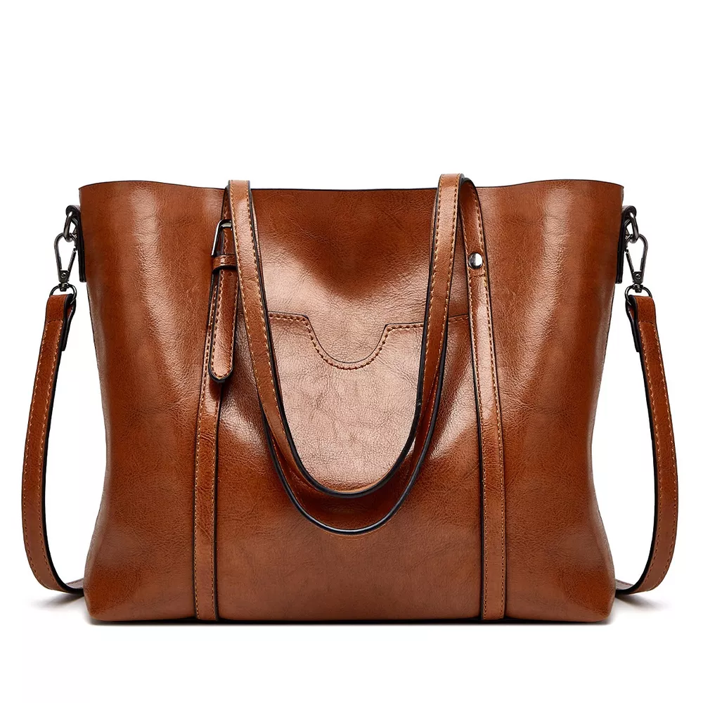 PU Leather Large Capacity Tote Shoulder Bag, image 3