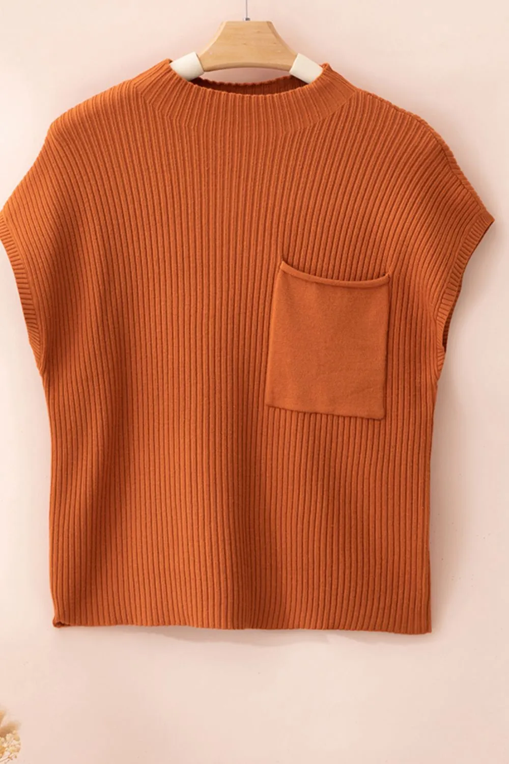 Mock Neck Sweater Vest with Chest Pocket, image 9