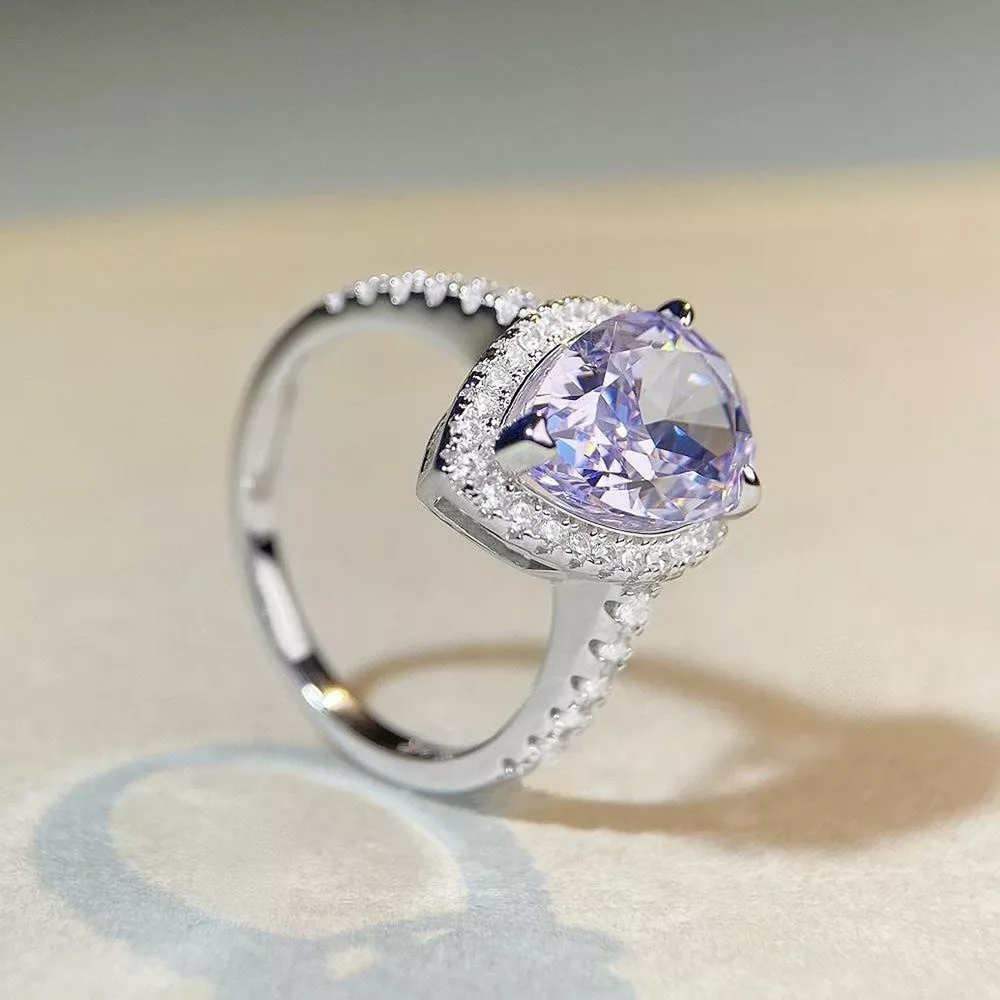 925 Sterling Silver Zircon Teardrop Ring, image 3