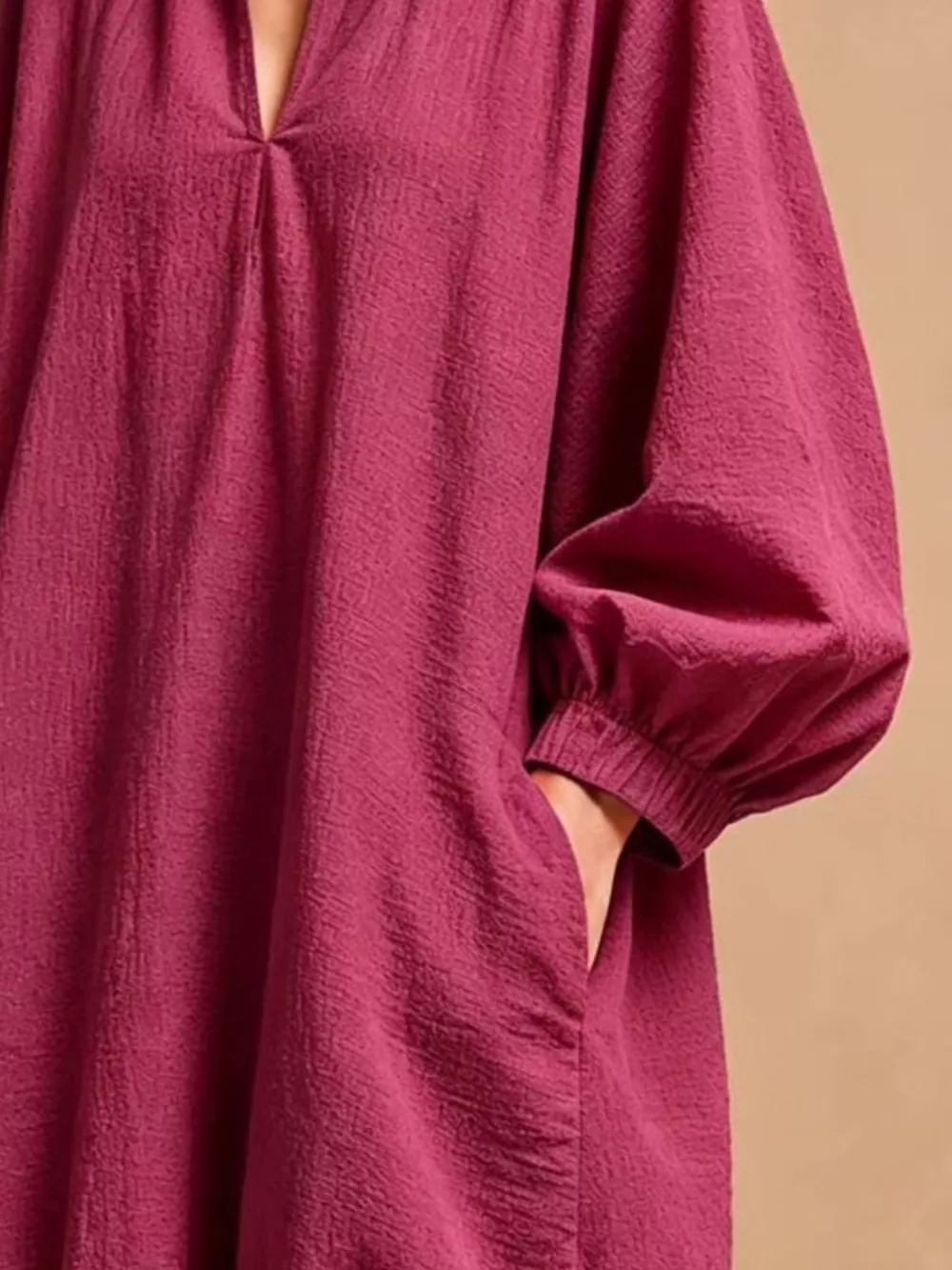 Casual Loose-Fit Balloon Sleeve Mini Dress with Pockets, image 15
