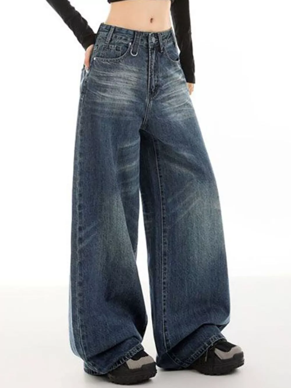 Vintage Wash Wide Leg Jeans, image 4