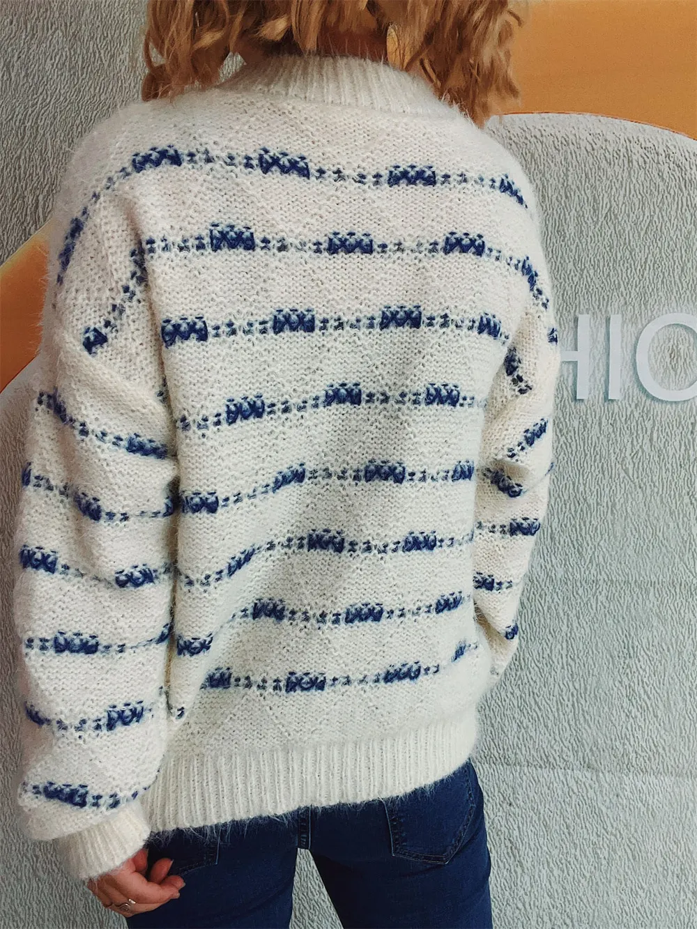 Striped Round Neck Long Sleeve Sweater, image 3