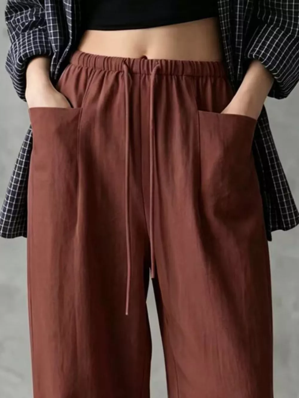 Full Size Drawstring Wide-Leg Casual Pants Plus Size, image 14