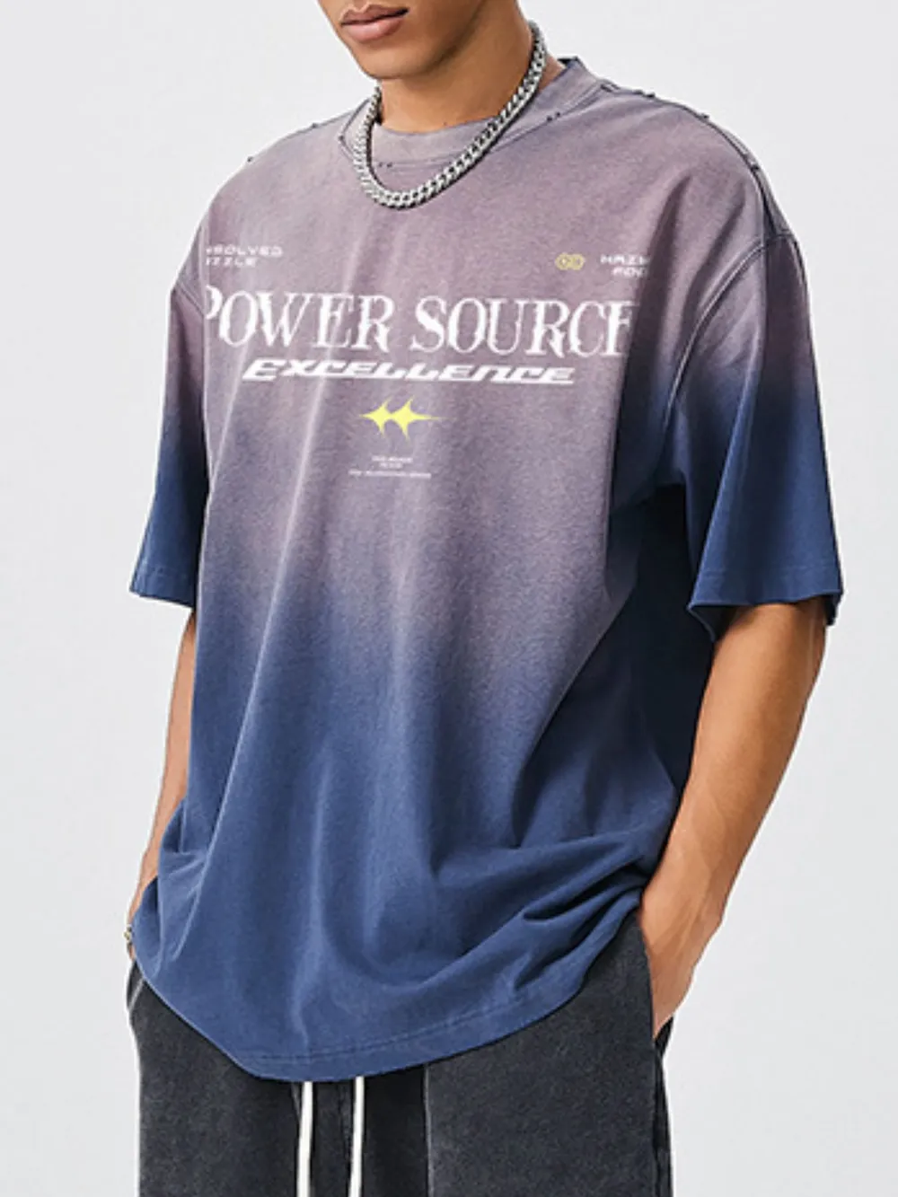 Men's Letter Graphic Round Neck Short Sleeve T-Shirt, image 2
