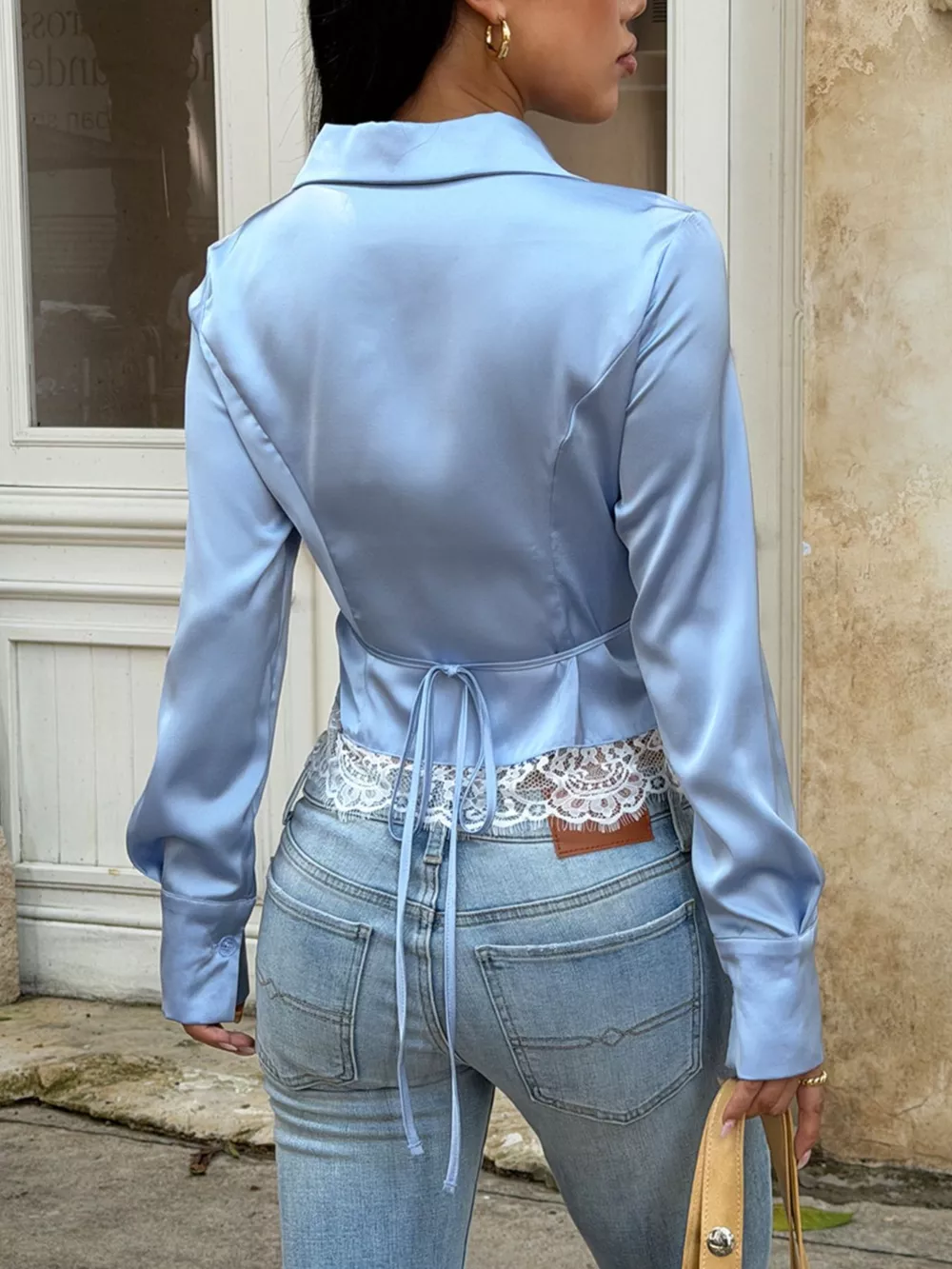 Lace Hem Button Up Shirt, image 5