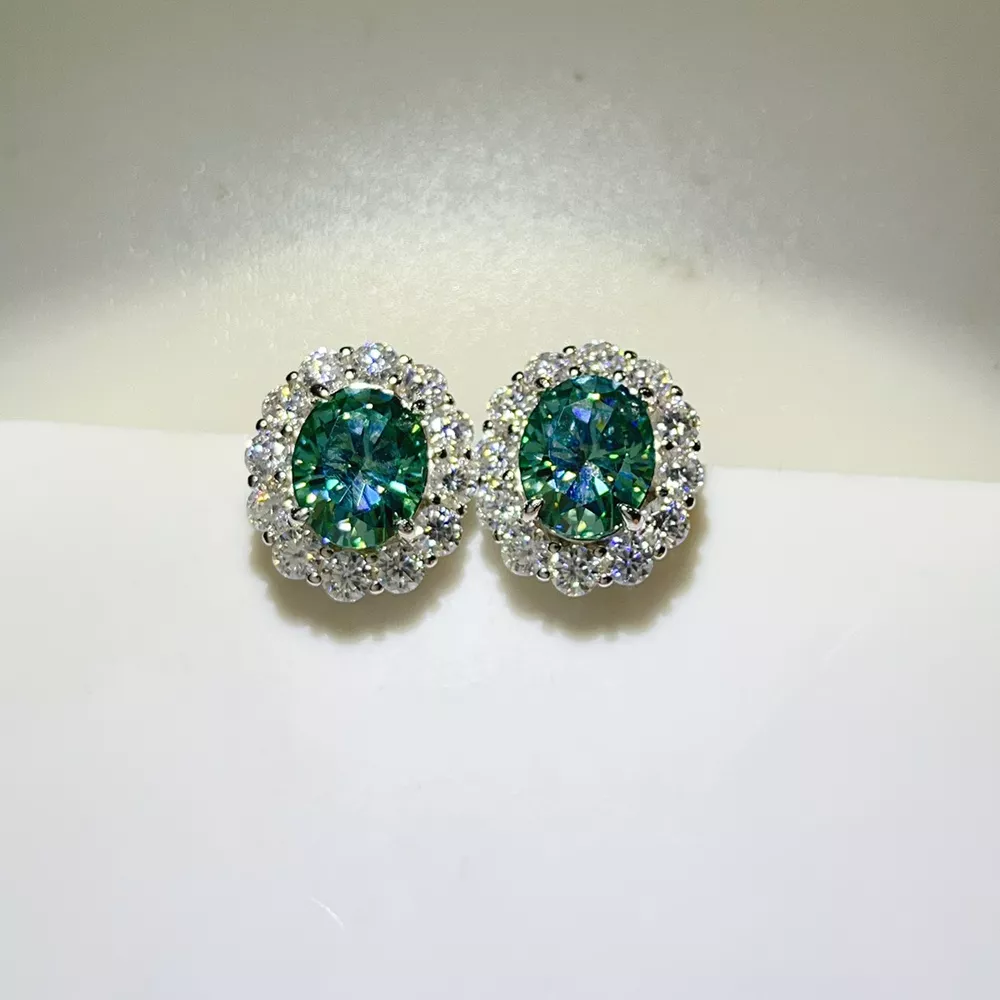6 Carat Moissanite 925 Sterling Silver Earrings, image 3