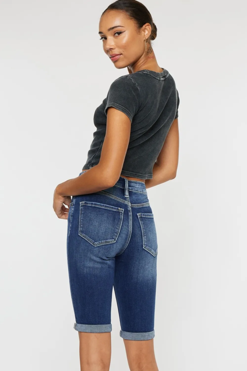 Full Size Cat's Whiskers Button Fly Denim Shorts, image 8