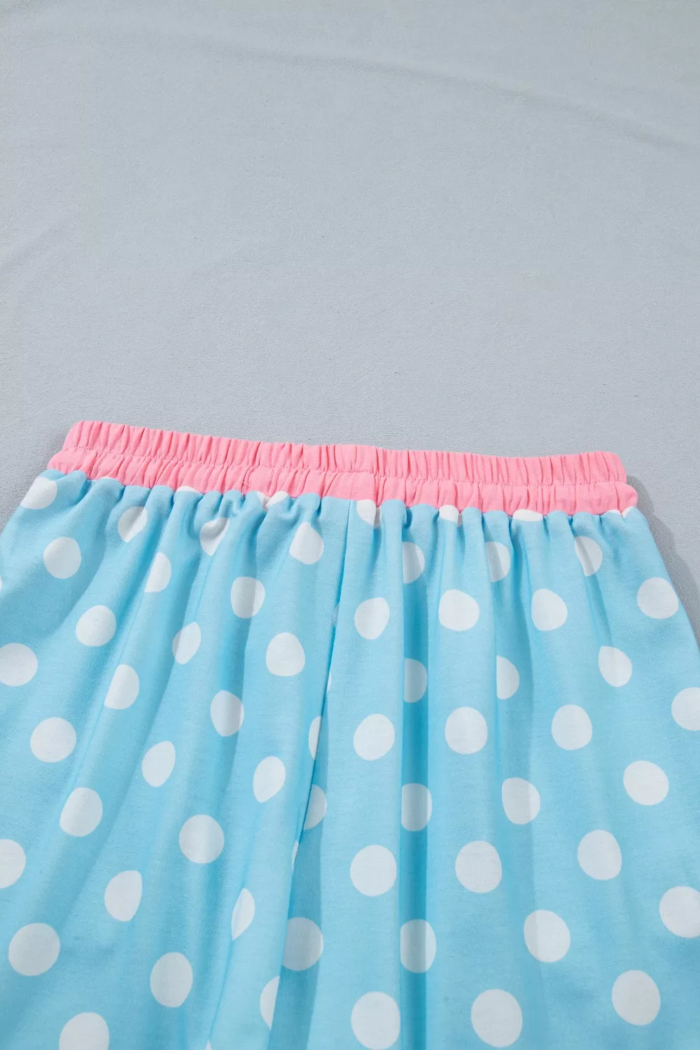 Polka Dot Contrast Trim Top and Drawstring Shorts Set, image 8