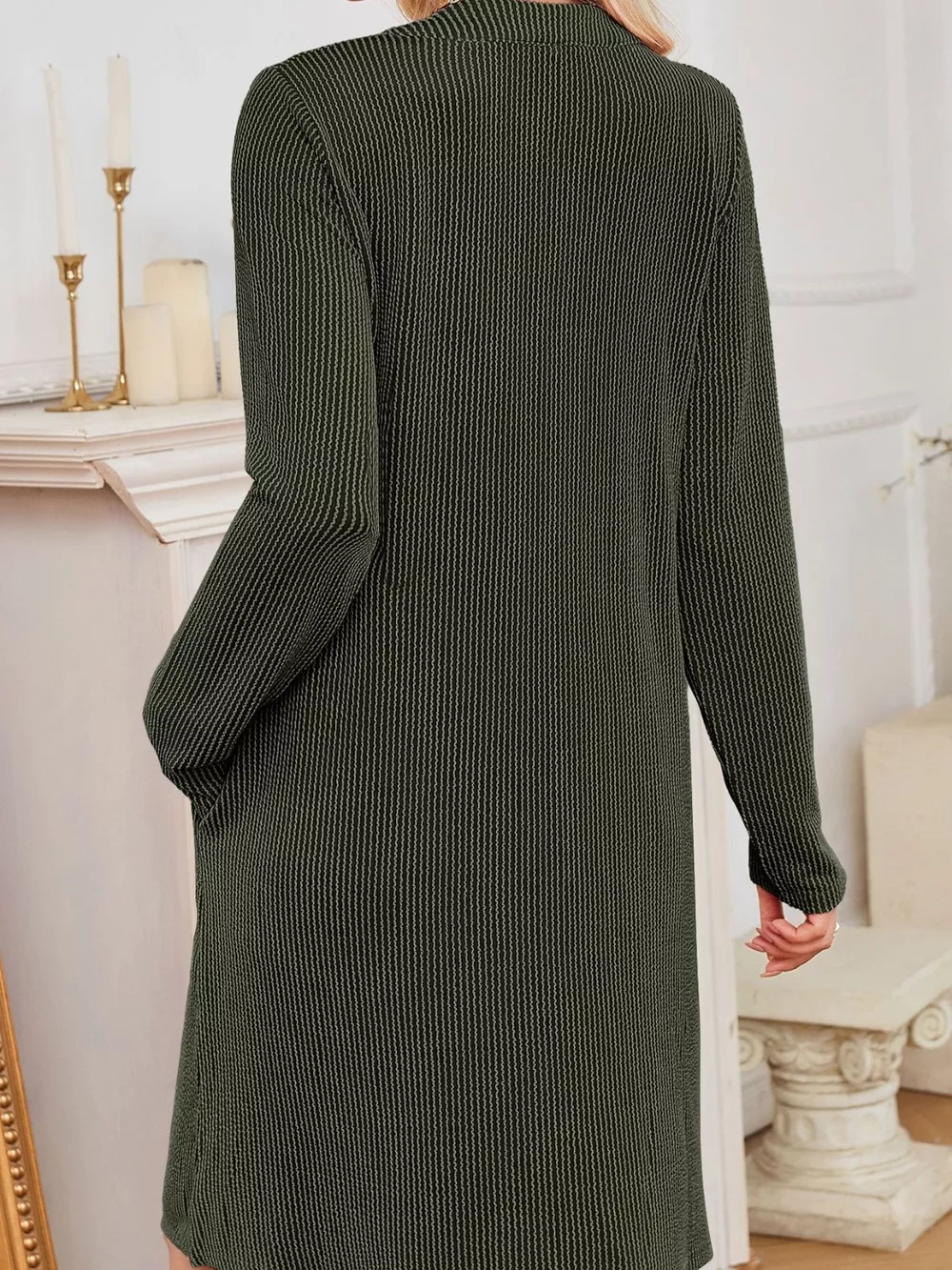 Casual Ribbed Knit Long Sleeve Dress, image 14