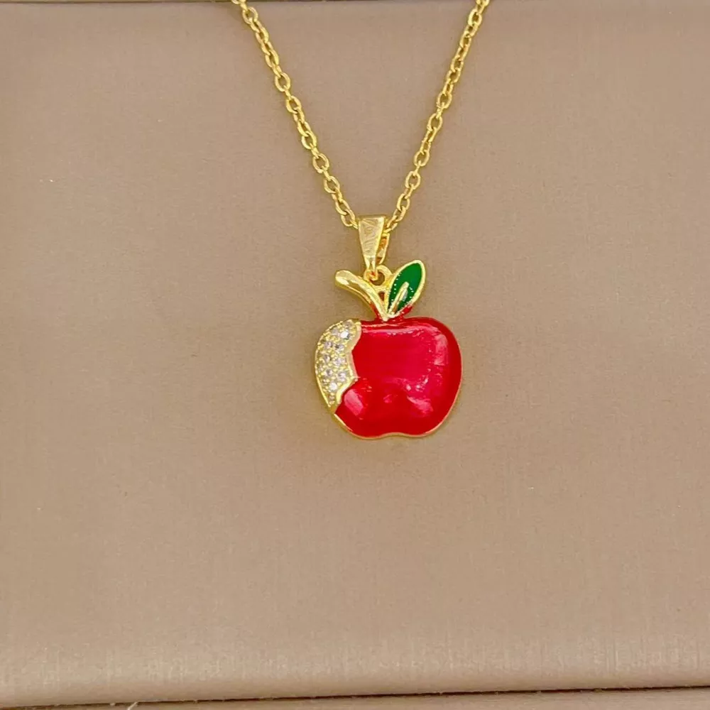 18K Gold-Plated Apple Necklace, image 4
