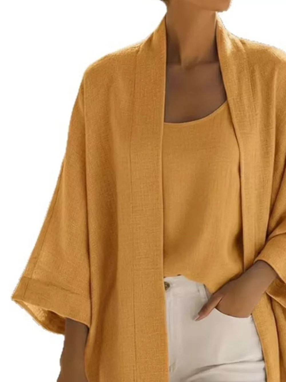 Full Size Open-Front Cardigan and Matching Tank Top Set Plus Size, image 13