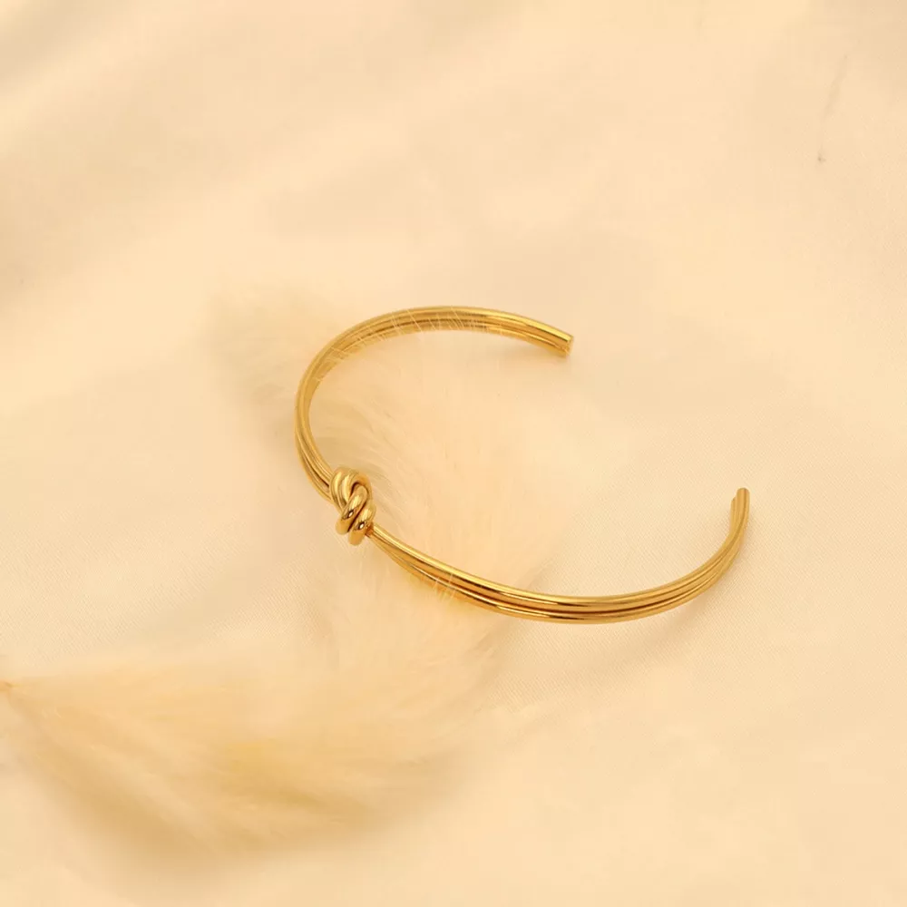 18K Gold-Plated Knot Open Bracelet, image 8